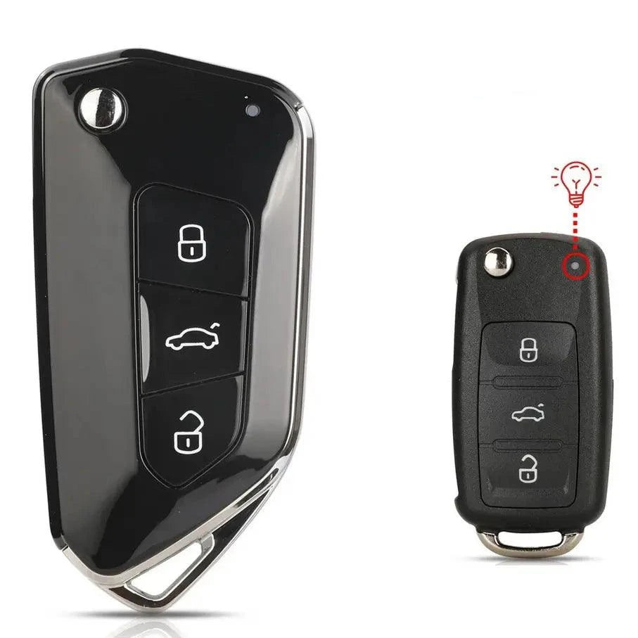 VOLKSWAGEN AUDI SKODA SEAT Remote Flip Key Shell Case 3 Button HU66 New Style.