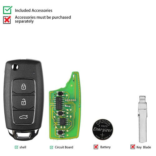 XHORSE VVDI XKHY05EN 3 Button Hyundai Style Wire Remote - OTOFIX KEYS