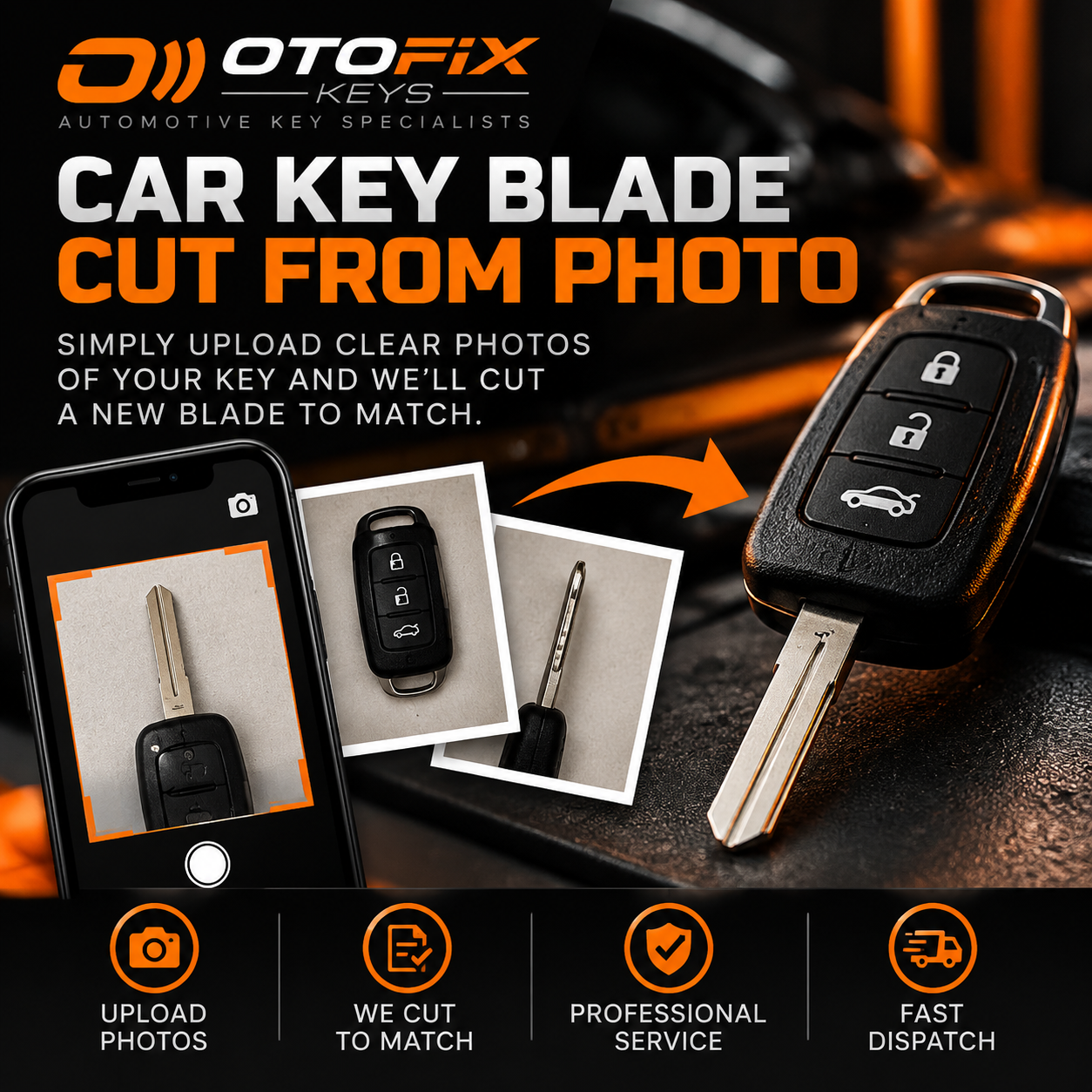 Car key blade cut from photo
