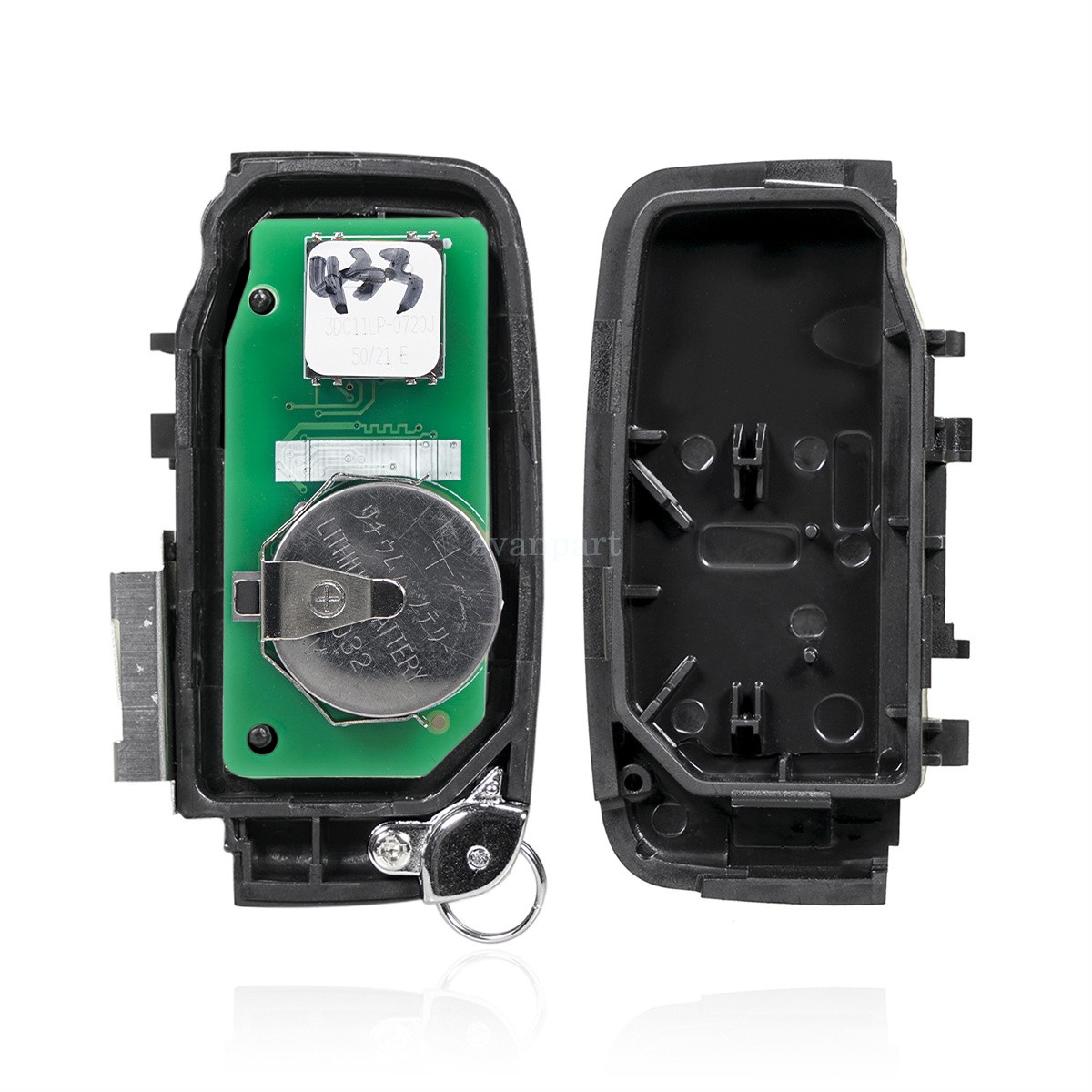 JLR 5 button smart key battery and rear internal components